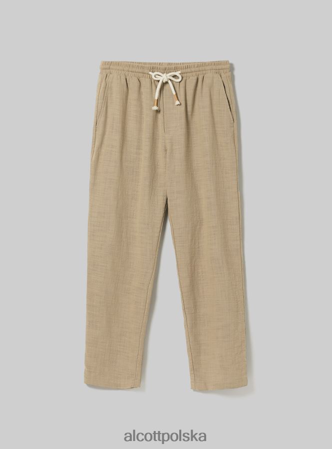 odzież Alcott bawełniane spodnie ze sznurkiem w pasie wh1 ecru mężczyźni 2TXFF61170