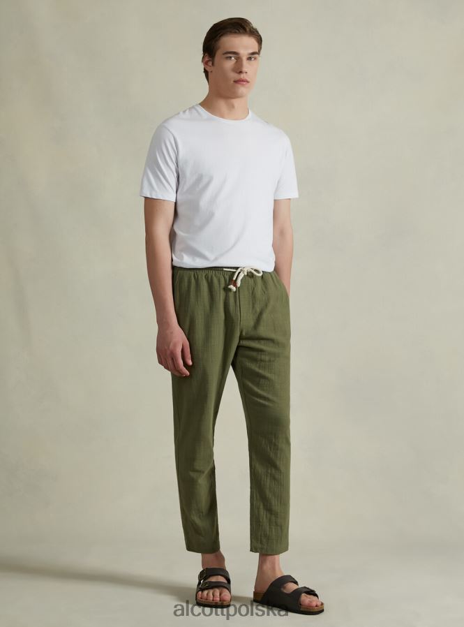 odzież Alcott bawełniane spodnie ze sznurkiem w pasie wh1 ecru mężczyźni 2TXFF6704