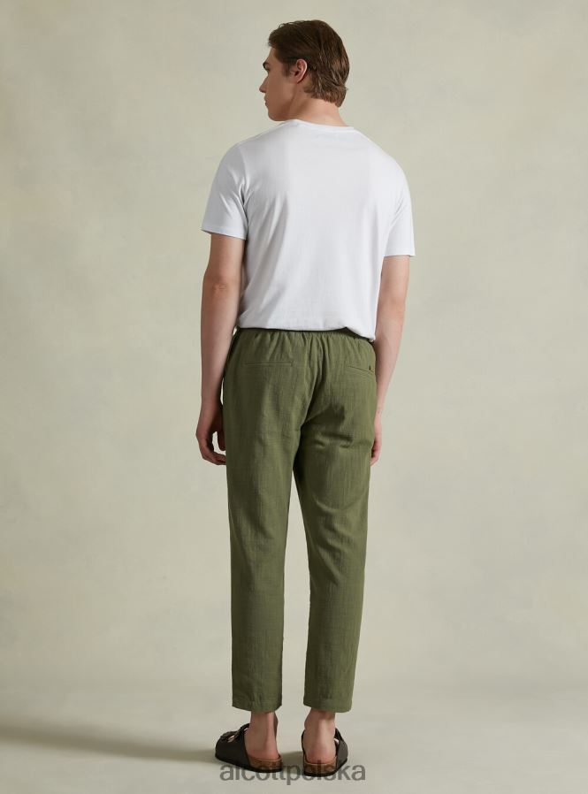 odzież Alcott bawełniane spodnie ze sznurkiem w pasie wh1 ecru mężczyźni 2TXFF6704