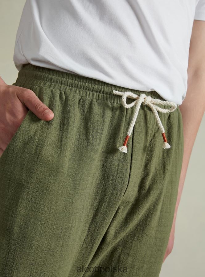 odzież Alcott bawełniane spodnie ze sznurkiem w pasie wh1 ecru mężczyźni 2TXFF6704