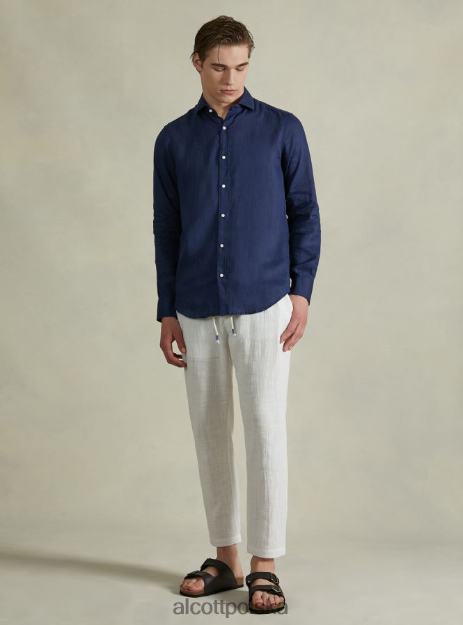 odzież Alcott bawełniane spodnie ze sznurkiem w pasie wh1 ecru mężczyźni 2TXFF6761