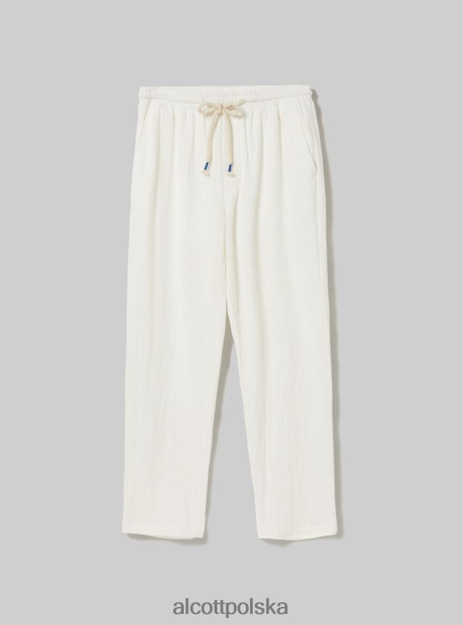 odzież Alcott bawełniane spodnie ze sznurkiem w pasie wh1 ecru mężczyźni 2TXFF6761
