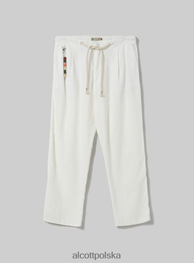 odzież Alcott lniane spodnie ze ściągaczem w pasie bg2 beżowy średni mężczyźni 2TXFF6611