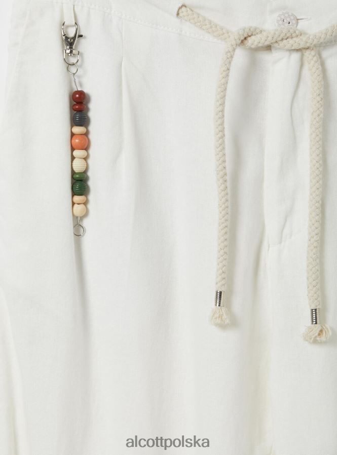 odzież Alcott lniane spodnie ze ściągaczem w pasie bg2 beżowy średni mężczyźni 2TXFF6611