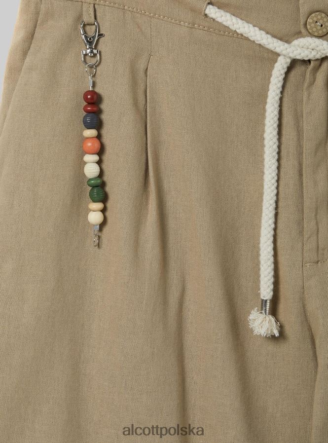 odzież Alcott lniane spodnie ze ściągaczem w pasie bg2 beżowy średni mężczyźni 2TXFF6614
