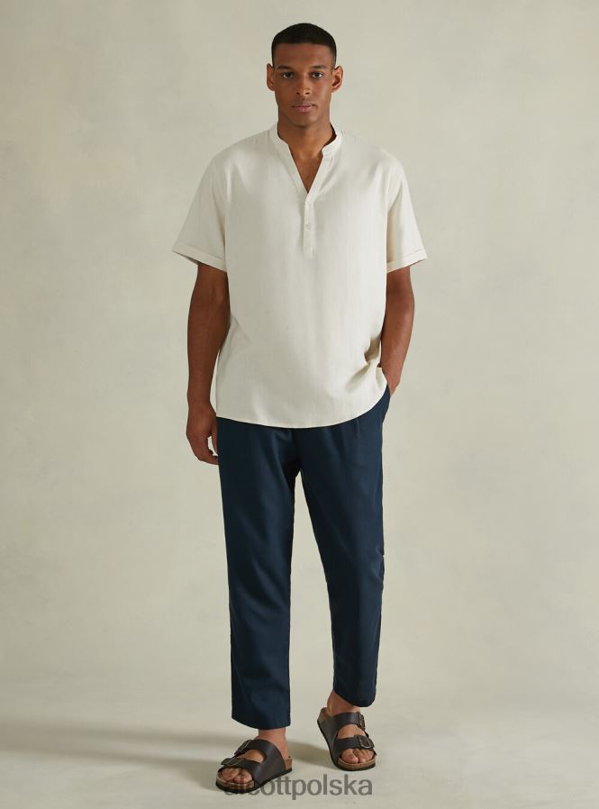 odzież Alcott lniane spodnie ze ściągaczem w pasie bg2 beżowy średni mężczyźni 2TXFF6831