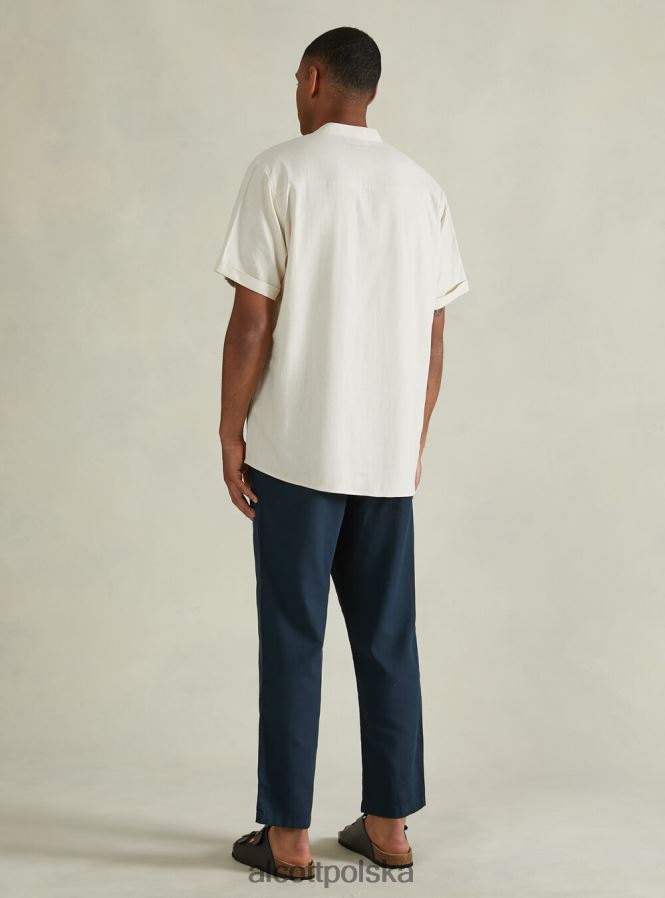 odzież Alcott lniane spodnie ze ściągaczem w pasie bg2 beżowy średni mężczyźni 2TXFF6831