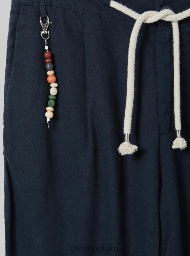 odzież Alcott lniane spodnie ze ściągaczem w pasie bg2 beżowy średni mężczyźni 2TXFF6831