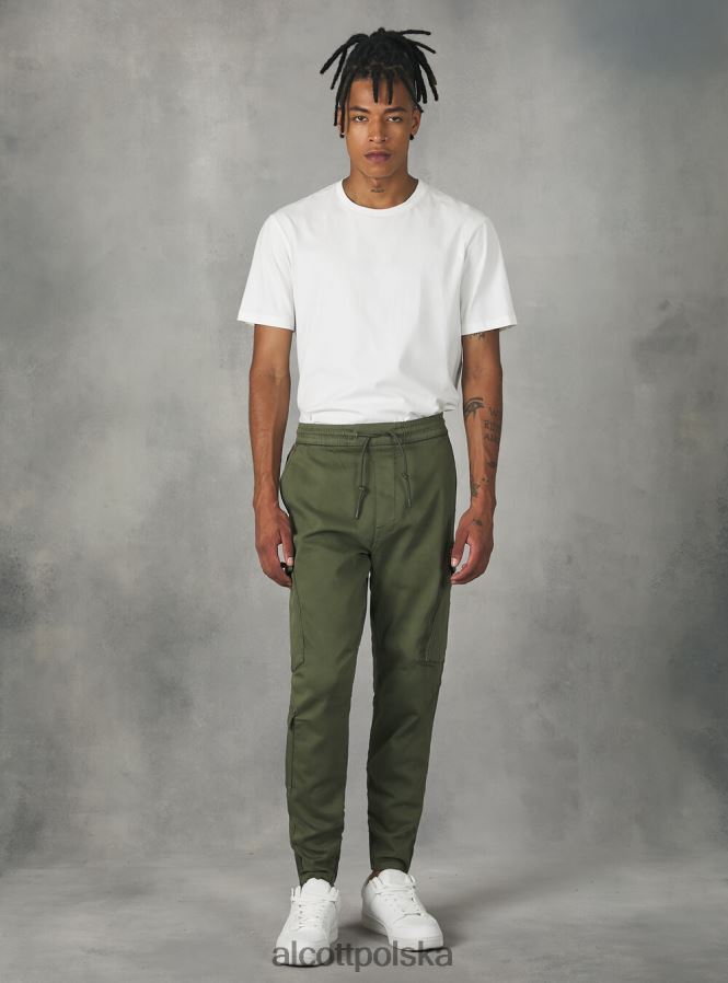 odzież Alcott spodnie typu jogger z dużymi kieszeniami ky1 kaky ciemny mężczyźni 2TXFF61016