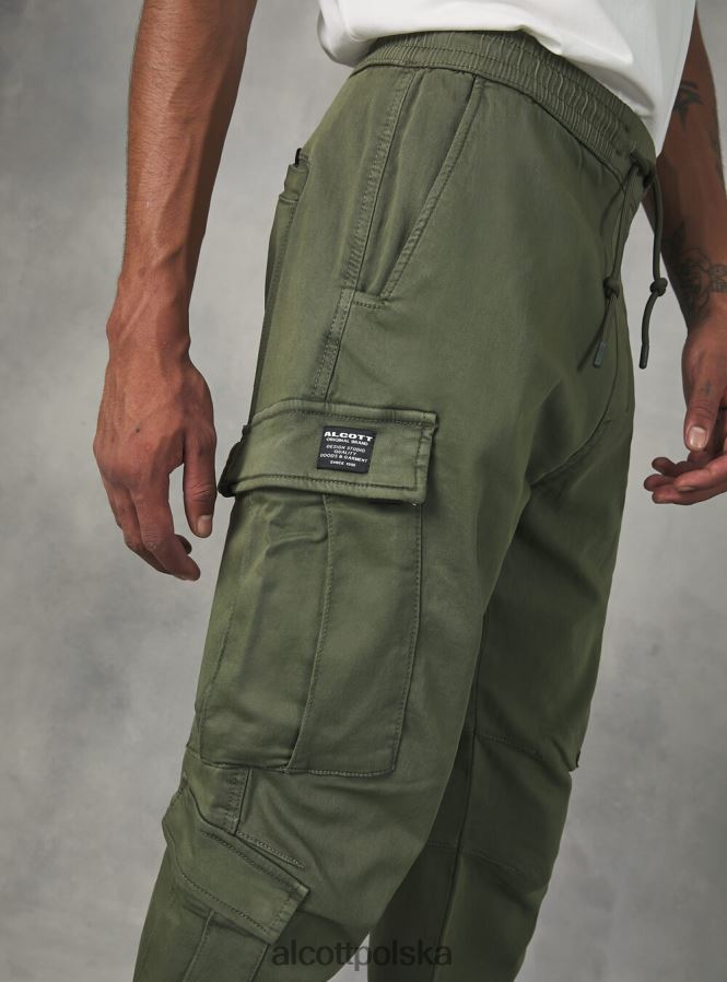 odzież Alcott spodnie typu jogger z dużymi kieszeniami ky1 kaky ciemny mężczyźni 2TXFF61016