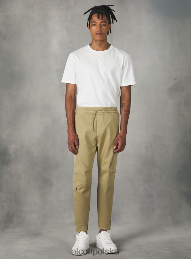 odzież Alcott spodnie typu jogger z dużymi kieszeniami ky1 kaky ciemny mężczyźni 2TXFF61173