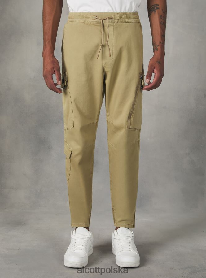 odzież Alcott spodnie typu jogger z dużymi kieszeniami ky1 kaky ciemny mężczyźni 2TXFF61173