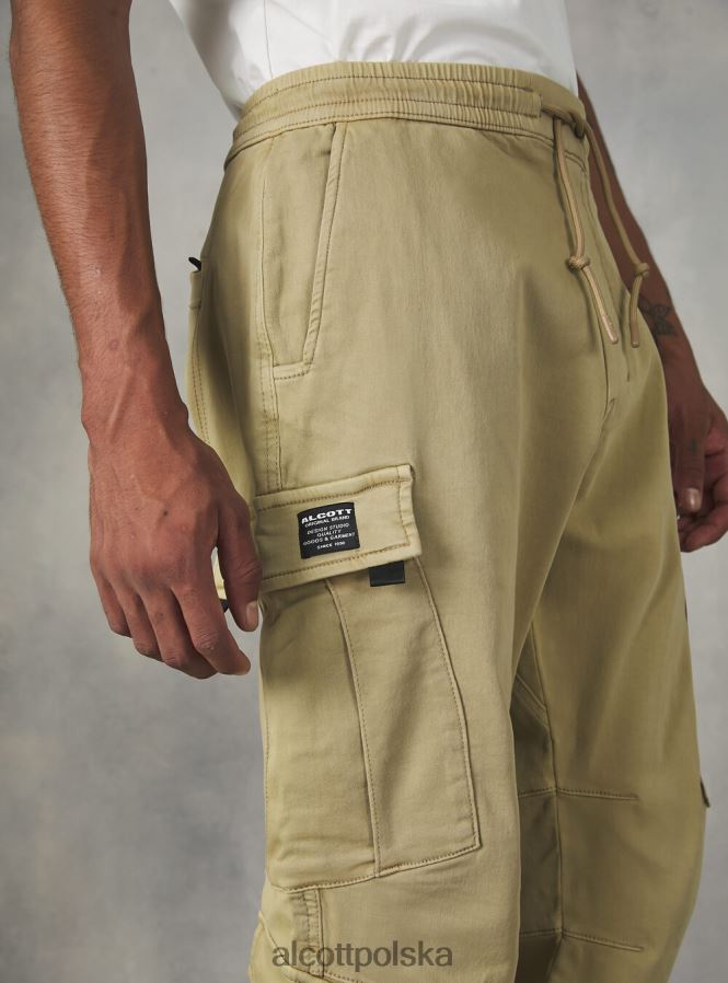 odzież Alcott spodnie typu jogger z dużymi kieszeniami ky1 kaky ciemny mężczyźni 2TXFF61173