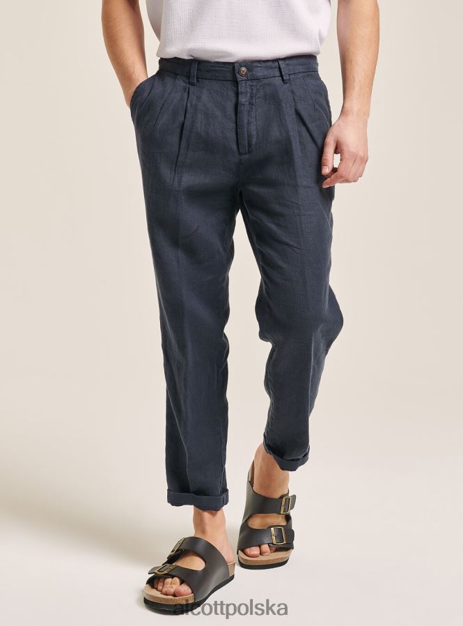 odzież Alcott spodnie z czystego lnu z zakładkami c6603 ok mężczyźni 2TXFF6843