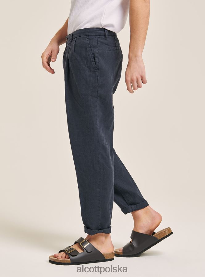 odzież Alcott spodnie z czystego lnu z zakładkami c6603 ok mężczyźni 2TXFF6843