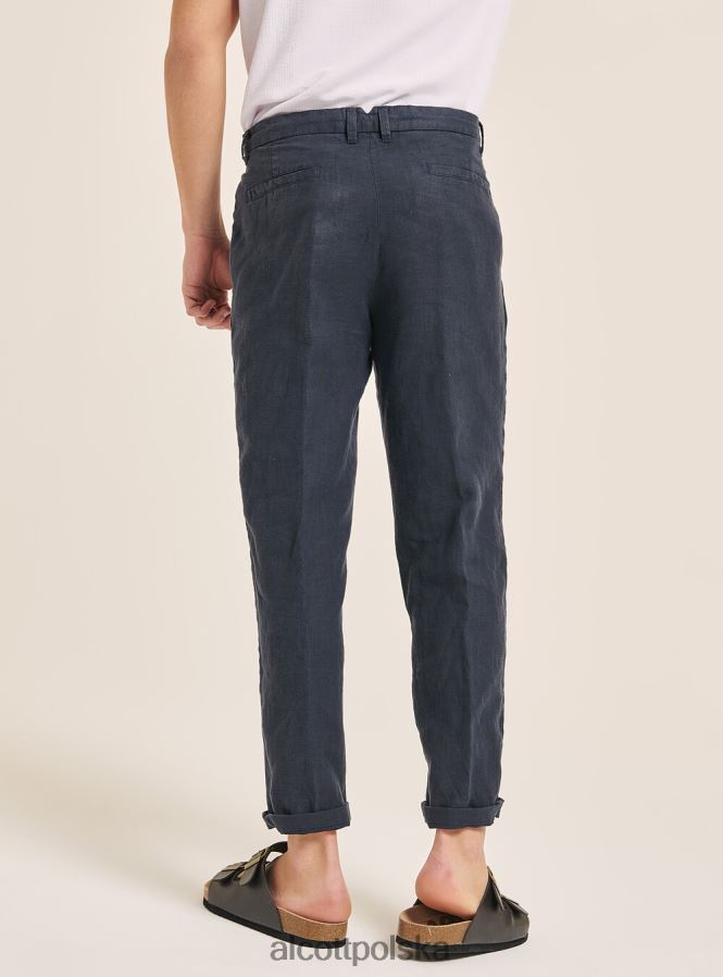 odzież Alcott spodnie z czystego lnu z zakładkami c6603 ok mężczyźni 2TXFF6843