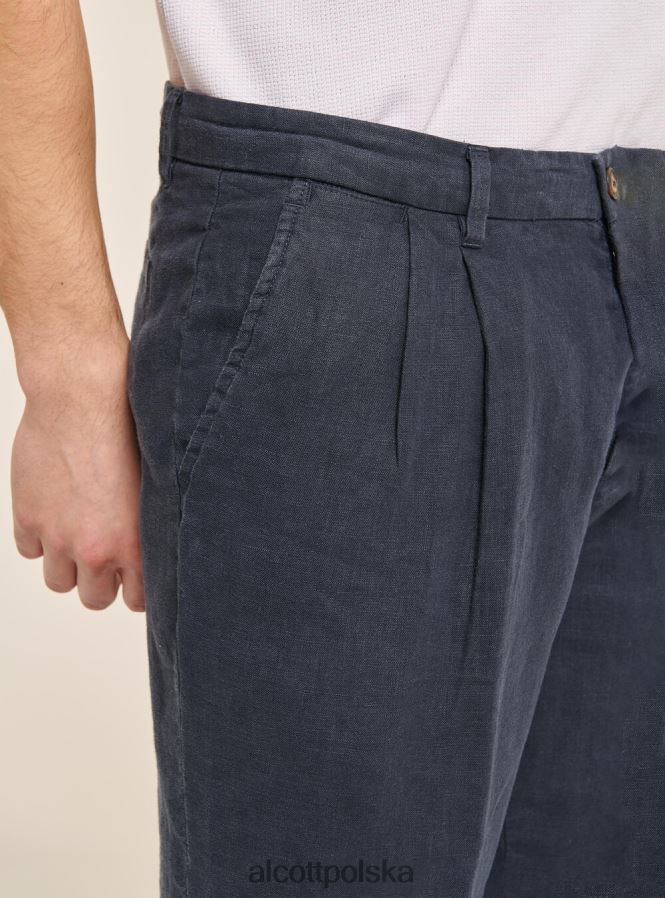 odzież Alcott spodnie z czystego lnu z zakładkami c6603 ok mężczyźni 2TXFF6843