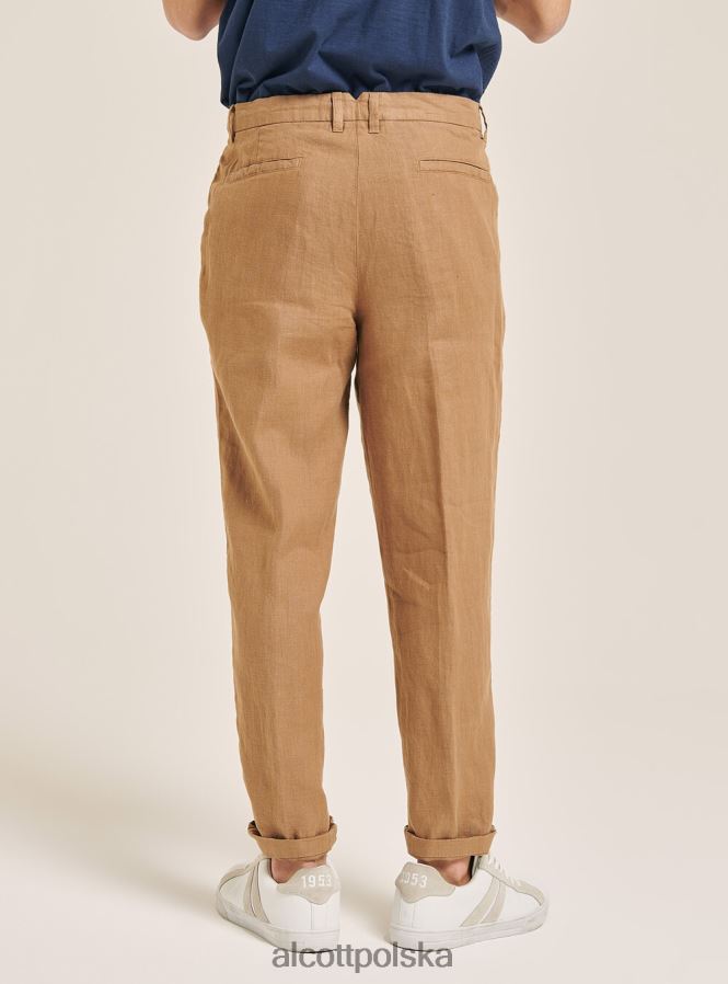 odzież Alcott spodnie z czystego lnu z zakładkami c6603 ok mężczyźni 2TXFF6861