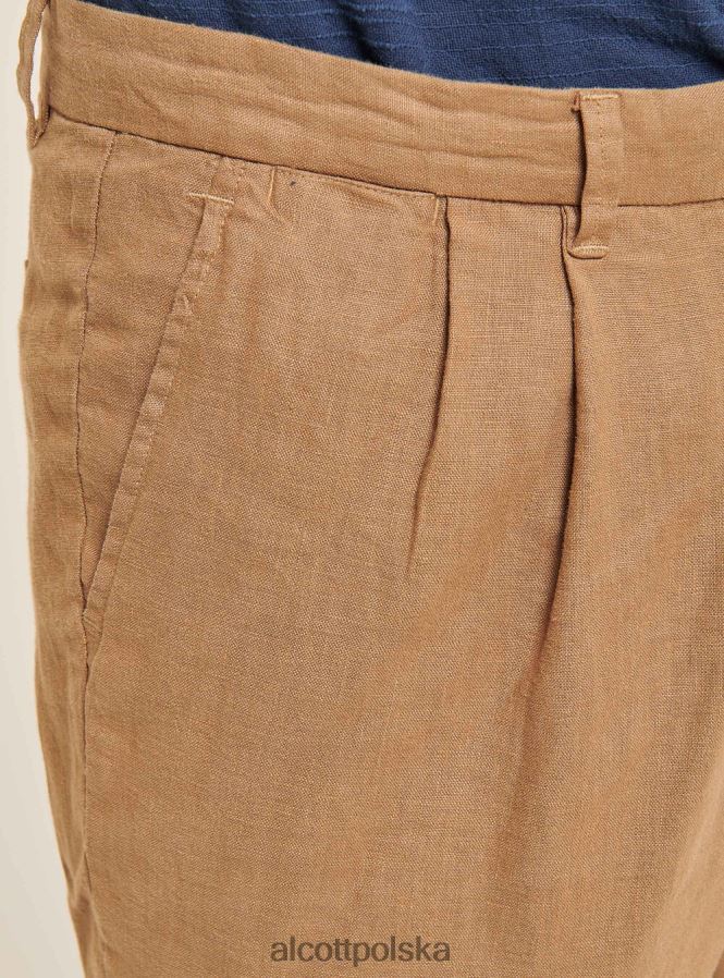 odzież Alcott spodnie z czystego lnu z zakładkami c6603 ok mężczyźni 2TXFF6861