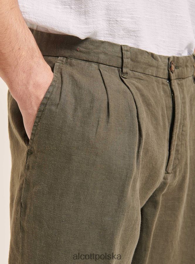 odzież Alcott spodnie z czystego lnu z zakładkami c6603 ok mężczyźni 2TXFF6975