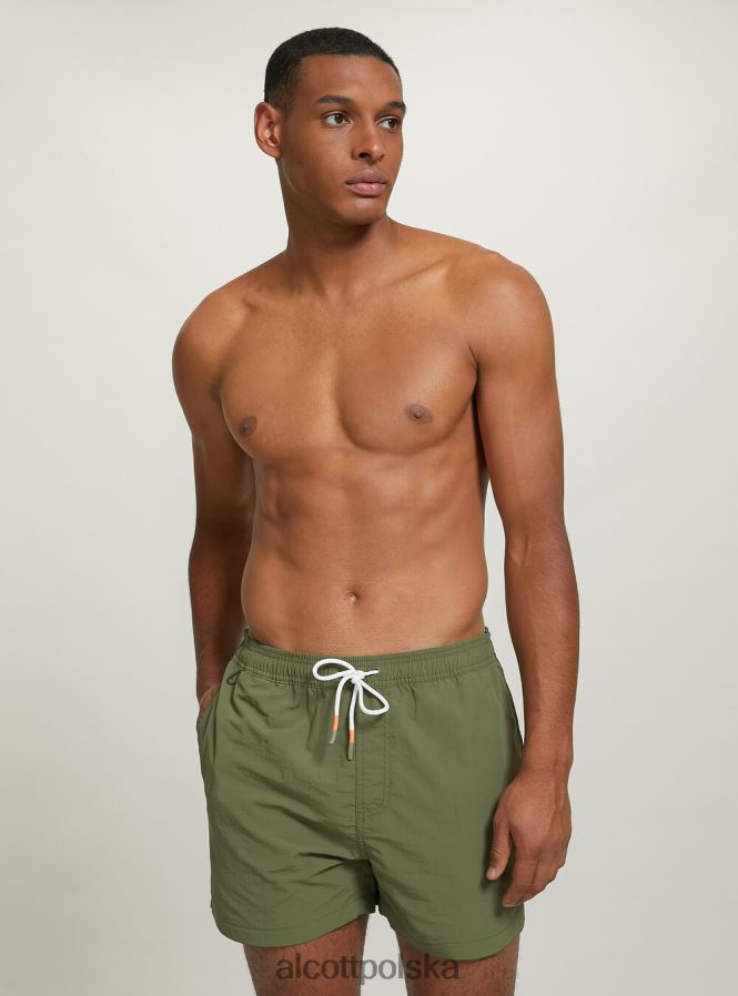 odzież Alcott kostium kąpielowy z haftem i tylną kieszenią fgn3 fluo jasnozielony mężczyźni 2TXFF61052