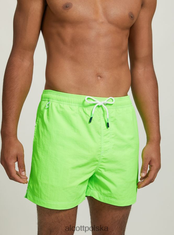 odzież Alcott kostium kąpielowy z haftem i tylną kieszenią fgn3 fluo jasnozielony mężczyźni 2TXFF61077
