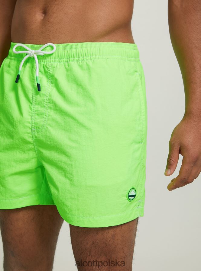 odzież Alcott kostium kąpielowy z haftem i tylną kieszenią fgn3 fluo jasnozielony mężczyźni 2TXFF61077