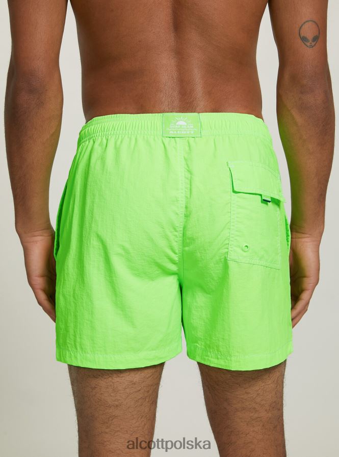 odzież Alcott kostium kąpielowy z haftem i tylną kieszenią fgn3 fluo jasnozielony mężczyźni 2TXFF61077