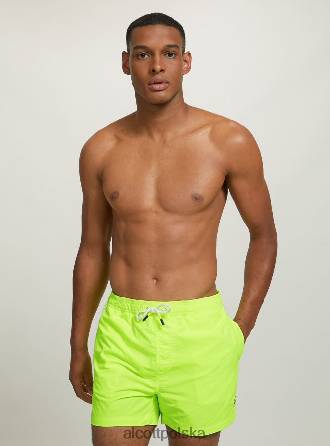 odzież Alcott kostium kąpielowy z haftem i tylną kieszenią fgn3 fluo jasnozielony mężczyźni 2TXFF6724