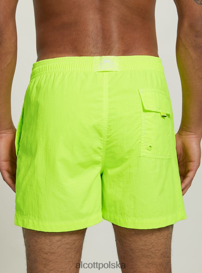 odzież Alcott kostium kąpielowy z haftem i tylną kieszenią fgn3 fluo jasnozielony mężczyźni 2TXFF6724