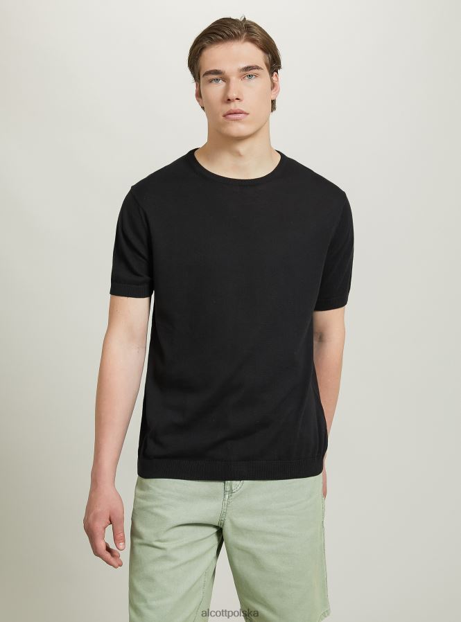 odzież Alcott bawełniany sweterek z krótkim rękawem bk1 czarny mężczyźni 2TXFF6628