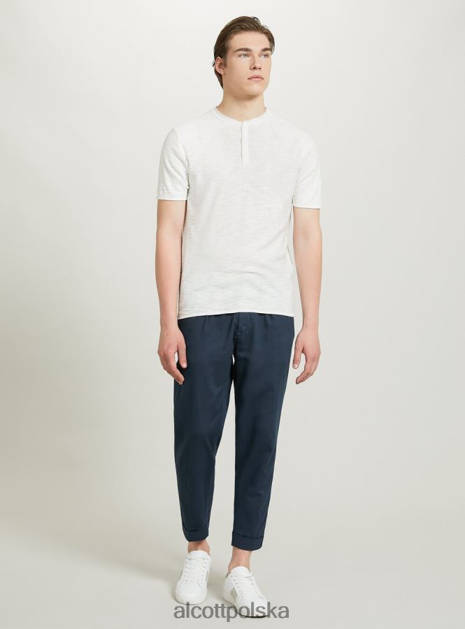 odzież Alcott sweterek Serafino z krótkim rękawem bl2 niebieski średni mężczyźni 2TXFF61102