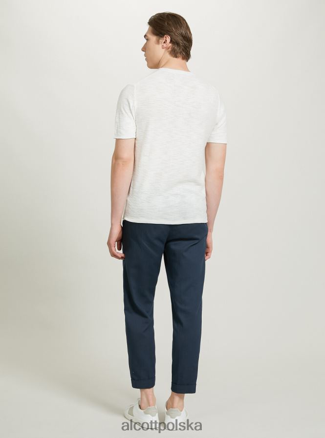 odzież Alcott sweterek Serafino z krótkim rękawem bl2 niebieski średni mężczyźni 2TXFF61102