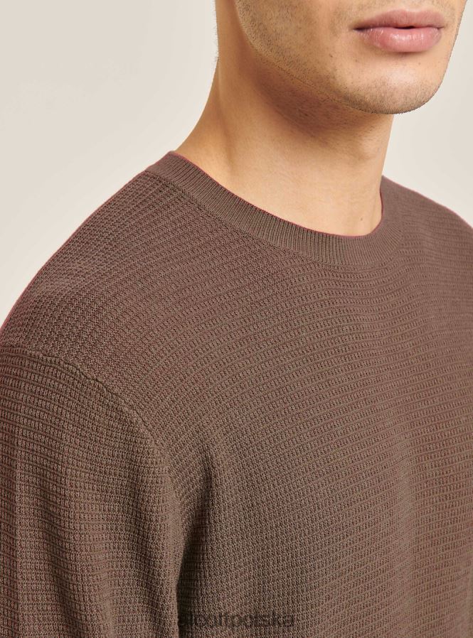 odzież Alcott teksturowany, bawełniany sweterek z okrągłym dekoltem na1 granatowy ciemny mężczyźni 2TXFF61155